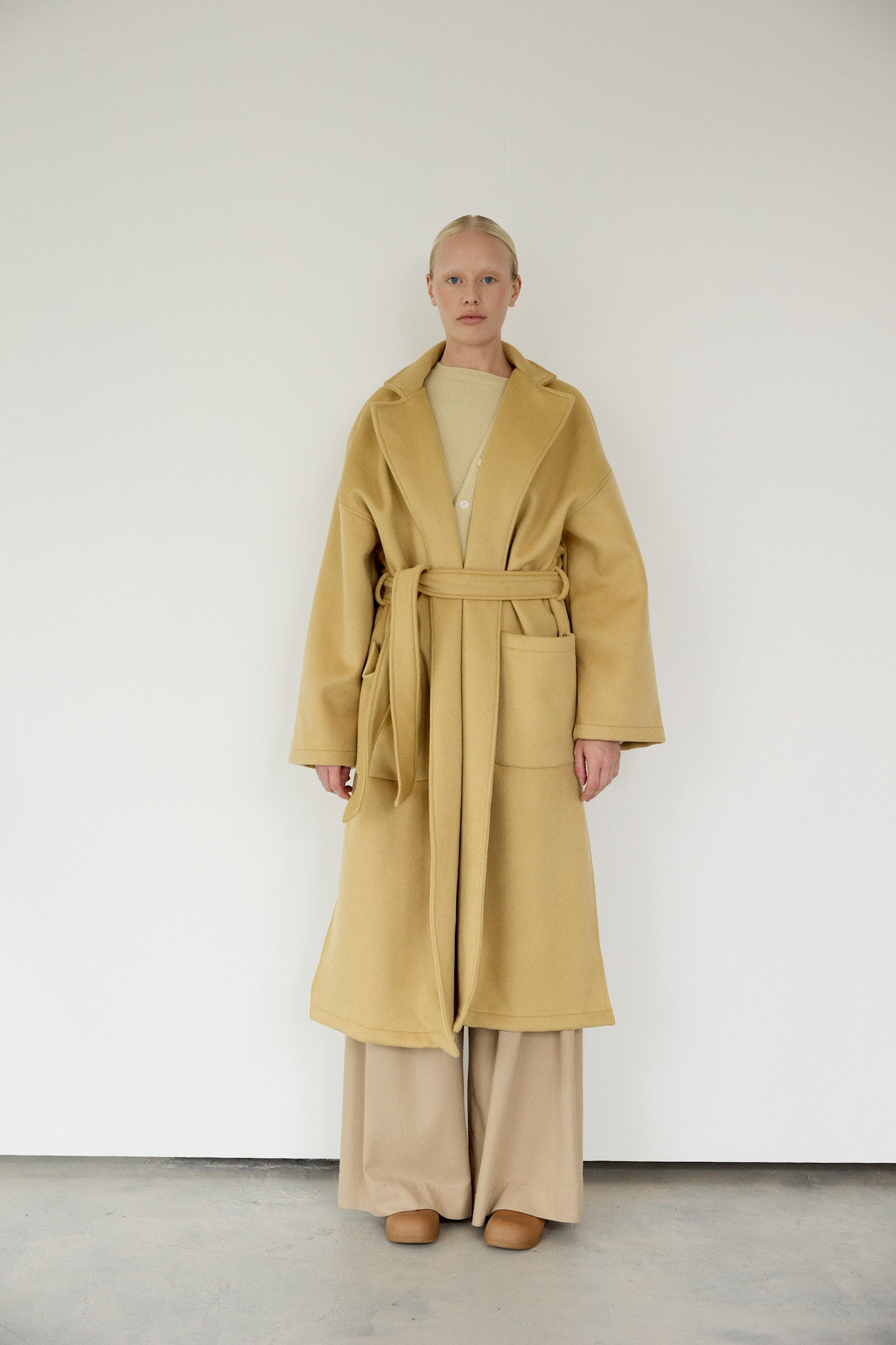 Beige wrap coat hotsell